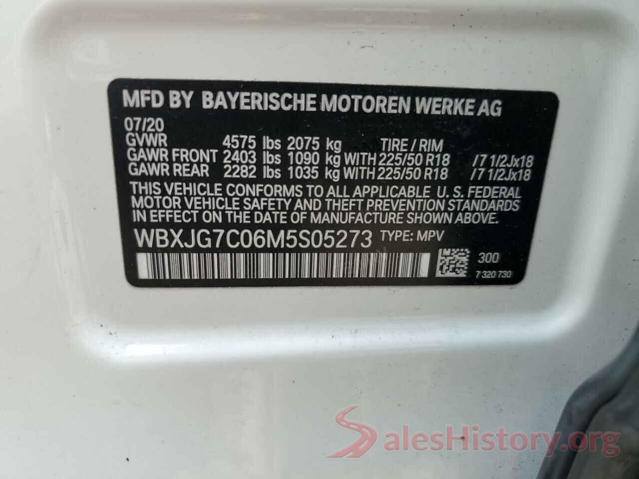 WBXJG7C06M5S05273 2021 BMW X1