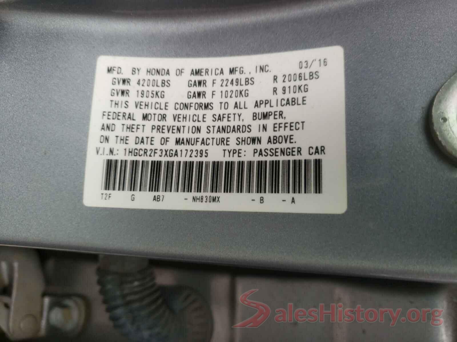 1HGCR2F3XGA172395 2016 HONDA ACCORD