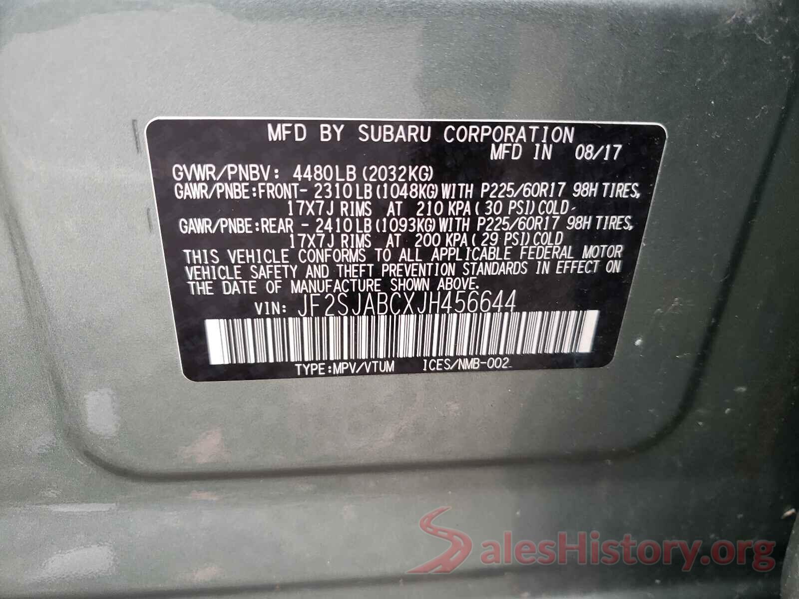 JF2SJABCXJH456644 2018 SUBARU FORESTER