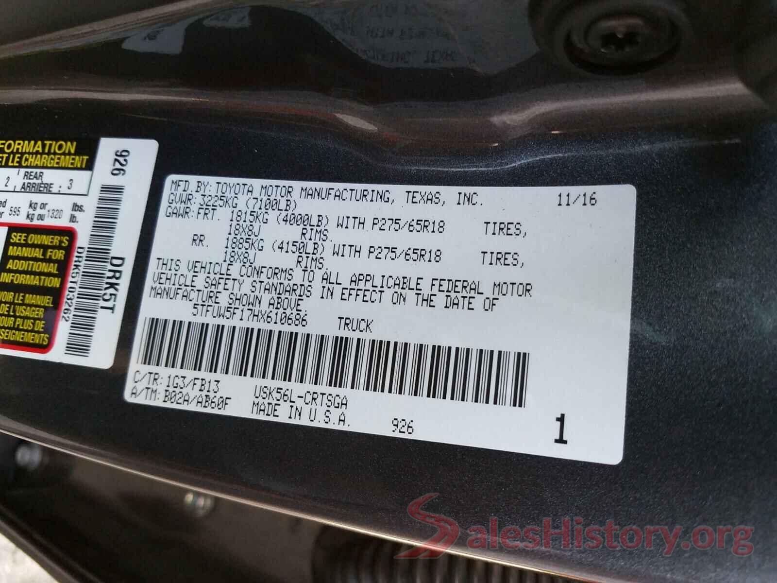 5TFUW5F17HX610686 2017 TOYOTA TUNDRA