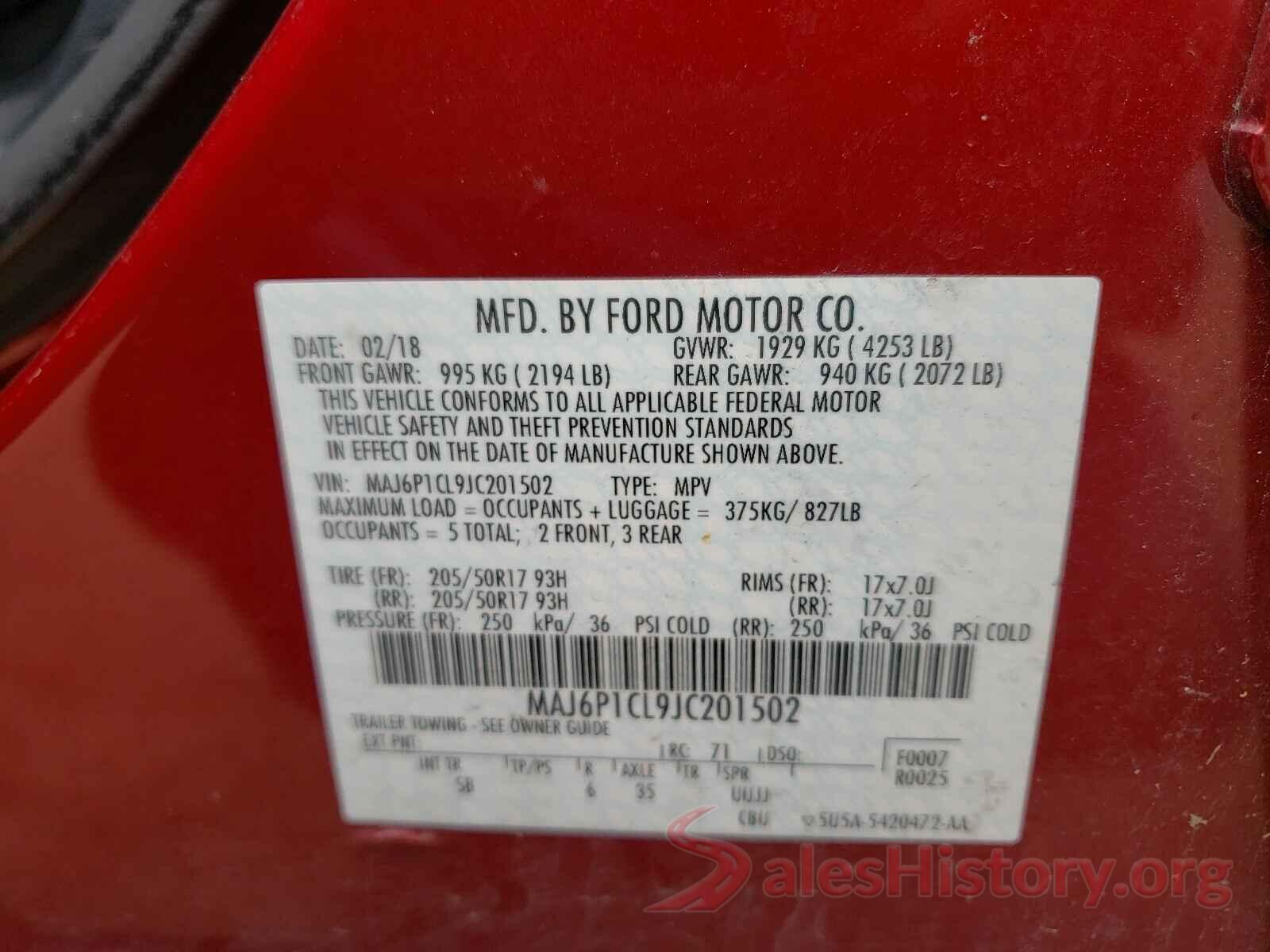 MAJ6P1CL9JC201502 2018 FORD ALL OTHER