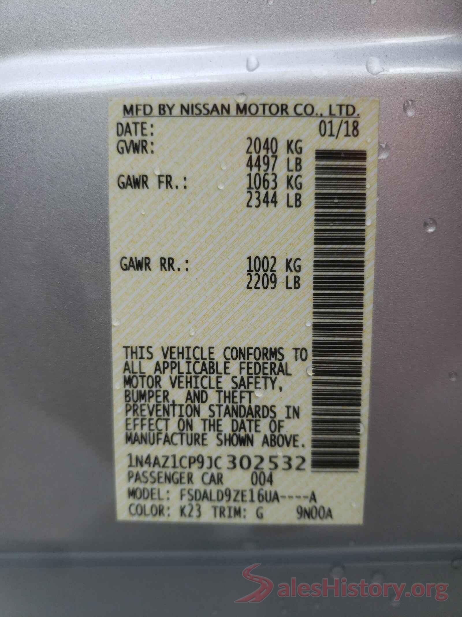 1N4AZ1CP9JC302532 2018 NISSAN LEAF