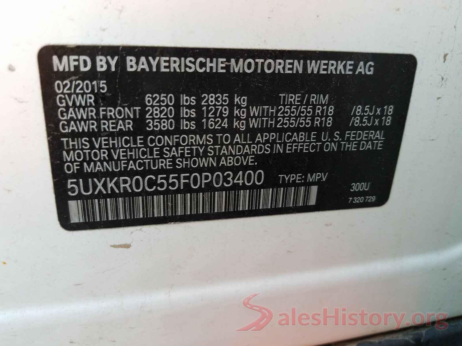 5UXKR0C55F0P03400 2015 BMW X5