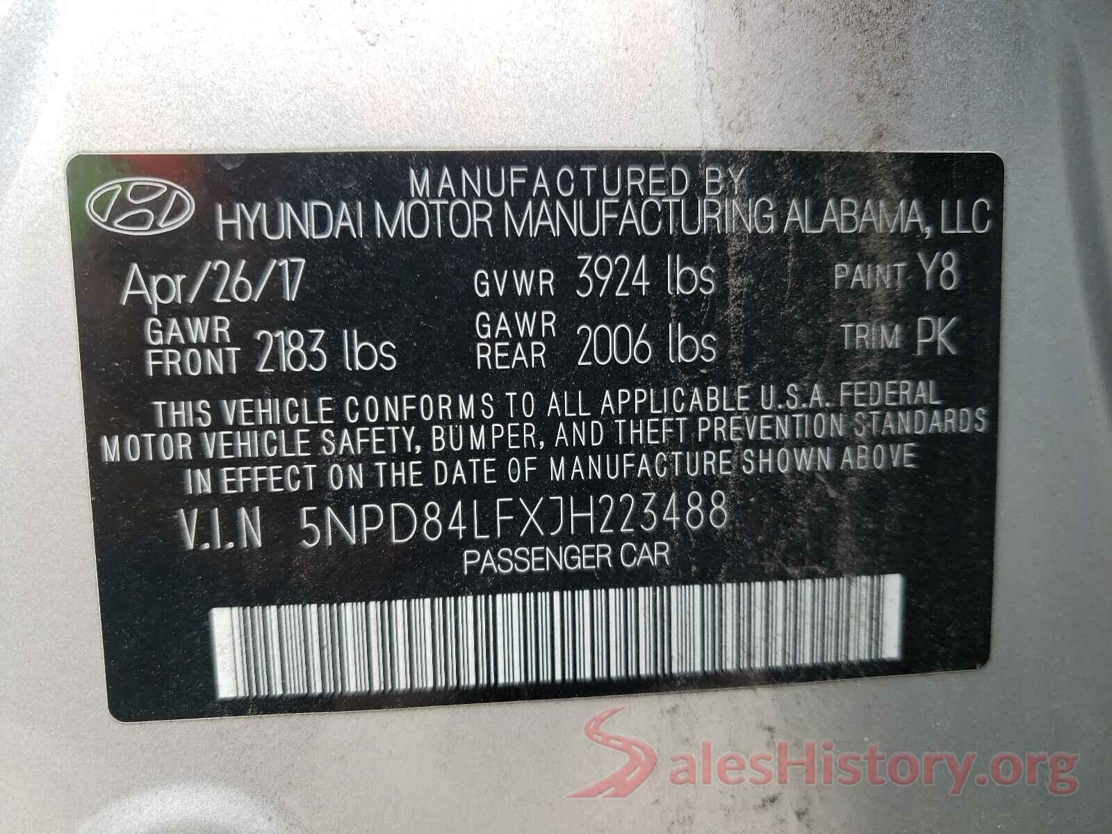 5NPD84LFXJH223488 2018 HYUNDAI ELANTRA