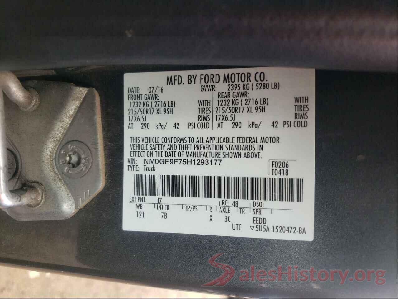 NM0GE9F75H1293177 2017 FORD TRANSIT CO