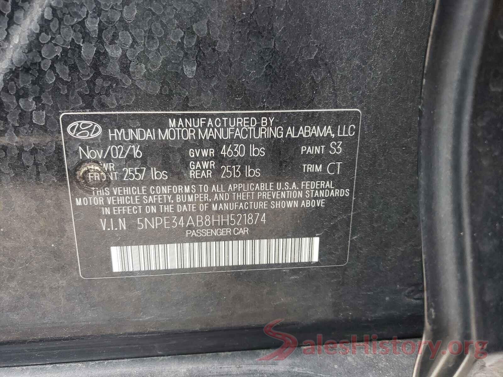 5NPE34AB8HH521874 2017 HYUNDAI SONATA