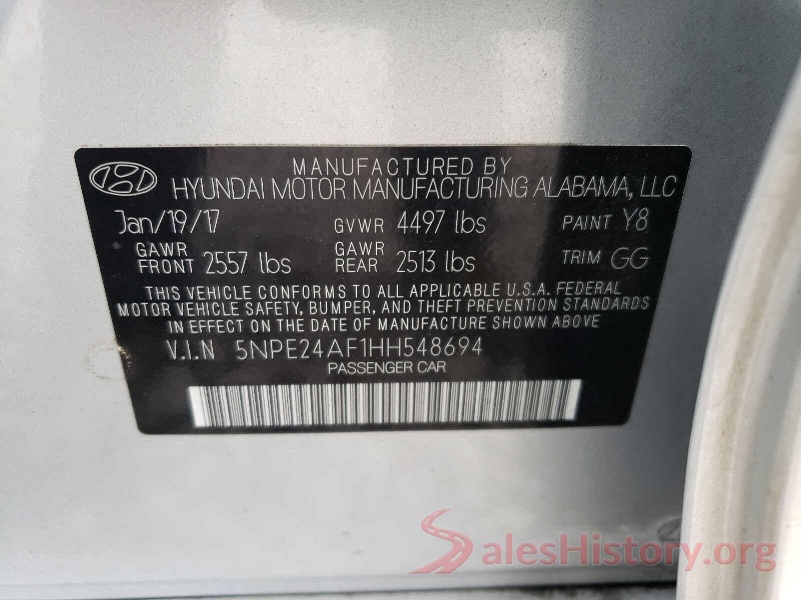 5NPE24AF1HH548694 2017 HYUNDAI SONATA