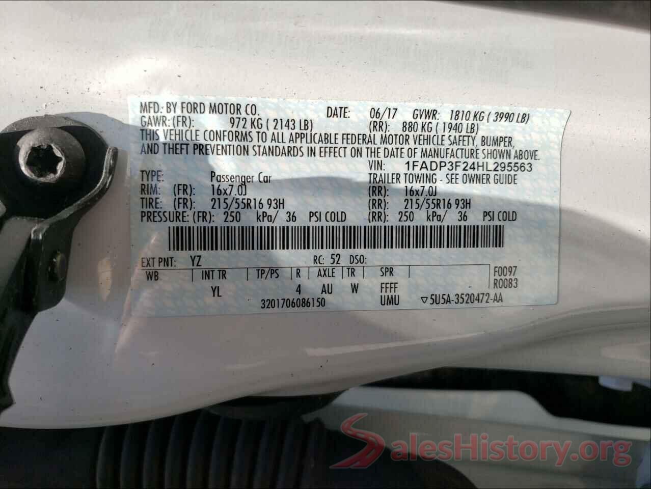 1FADP3F24HL295563 2017 FORD FOCUS