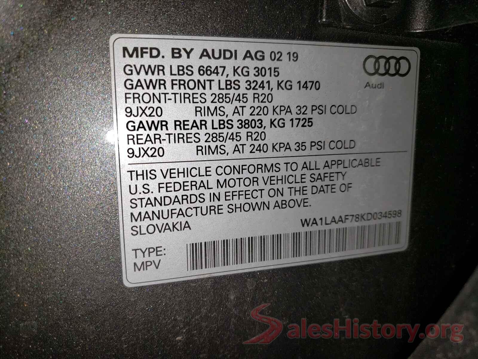 WA1LAAF78KD034598 2019 AUDI Q7