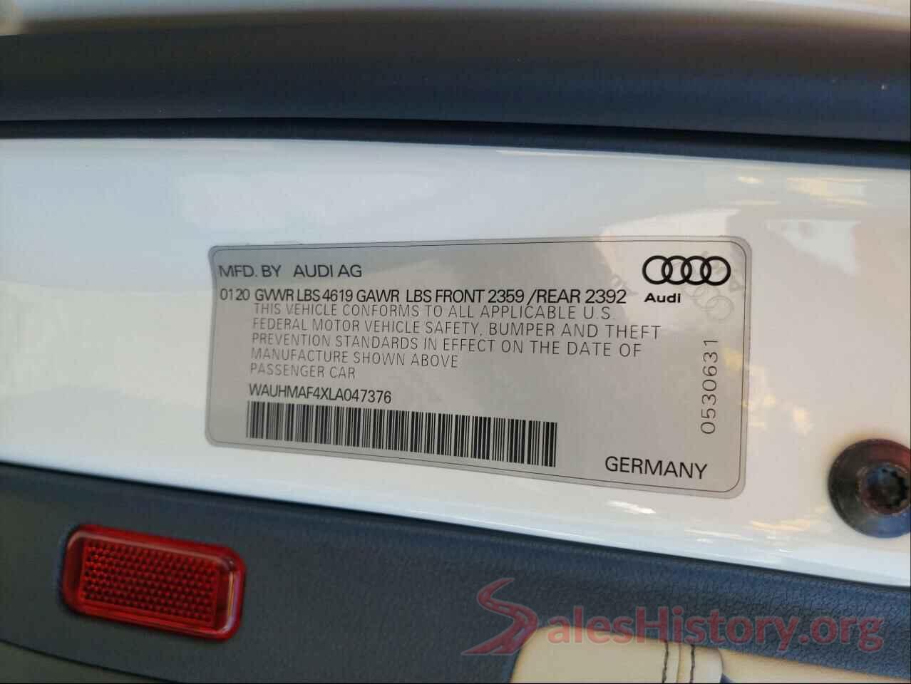 WAUHMAF4XLA047376 2020 AUDI A4