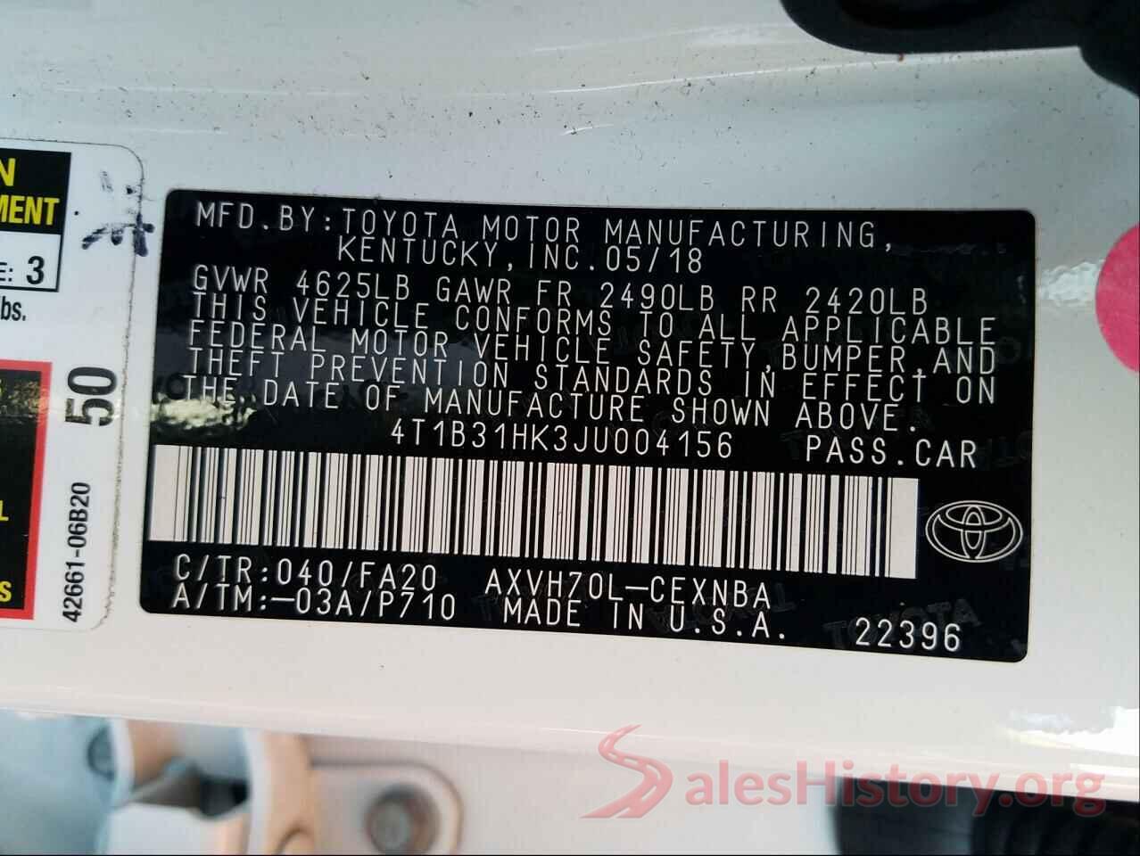 4T1B31HK3JU004156 2018 TOYOTA CAMRY