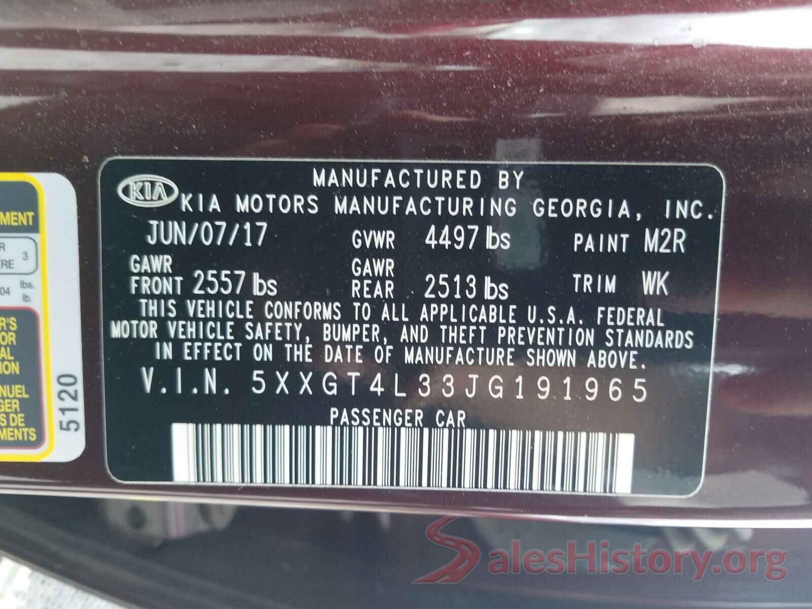 5XXGT4L33JG191965 2018 KIA OPTIMA