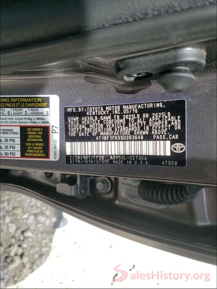 4T1BF1FKXGU263648 2016 TOYOTA CAMRY