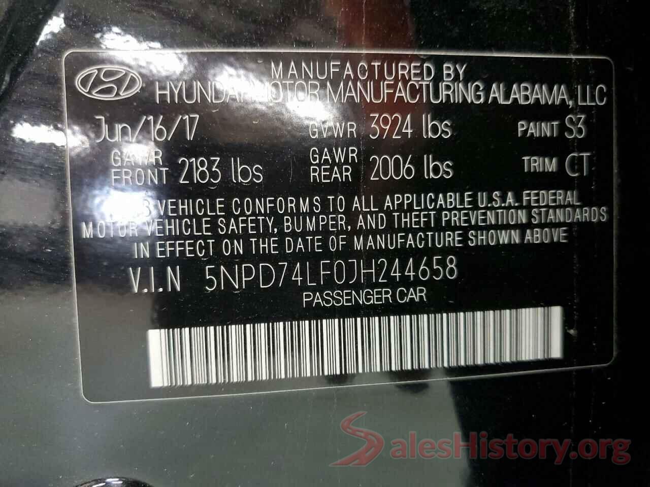 5NPD74LF0JH244658 2018 HYUNDAI ELANTRA