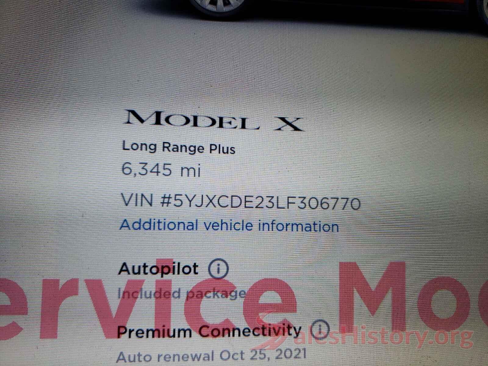 5YJXCDE23LF306770 2020 TESLA MODEL X