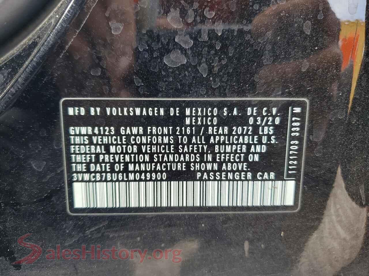 2020 VOLKSWAGEN JETTA VIN 3VWCB7BU6LM049900, trunk area