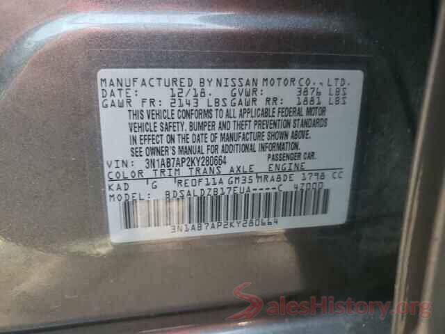 3N1AB7AP2KY280664 2019 NISSAN SENTRA