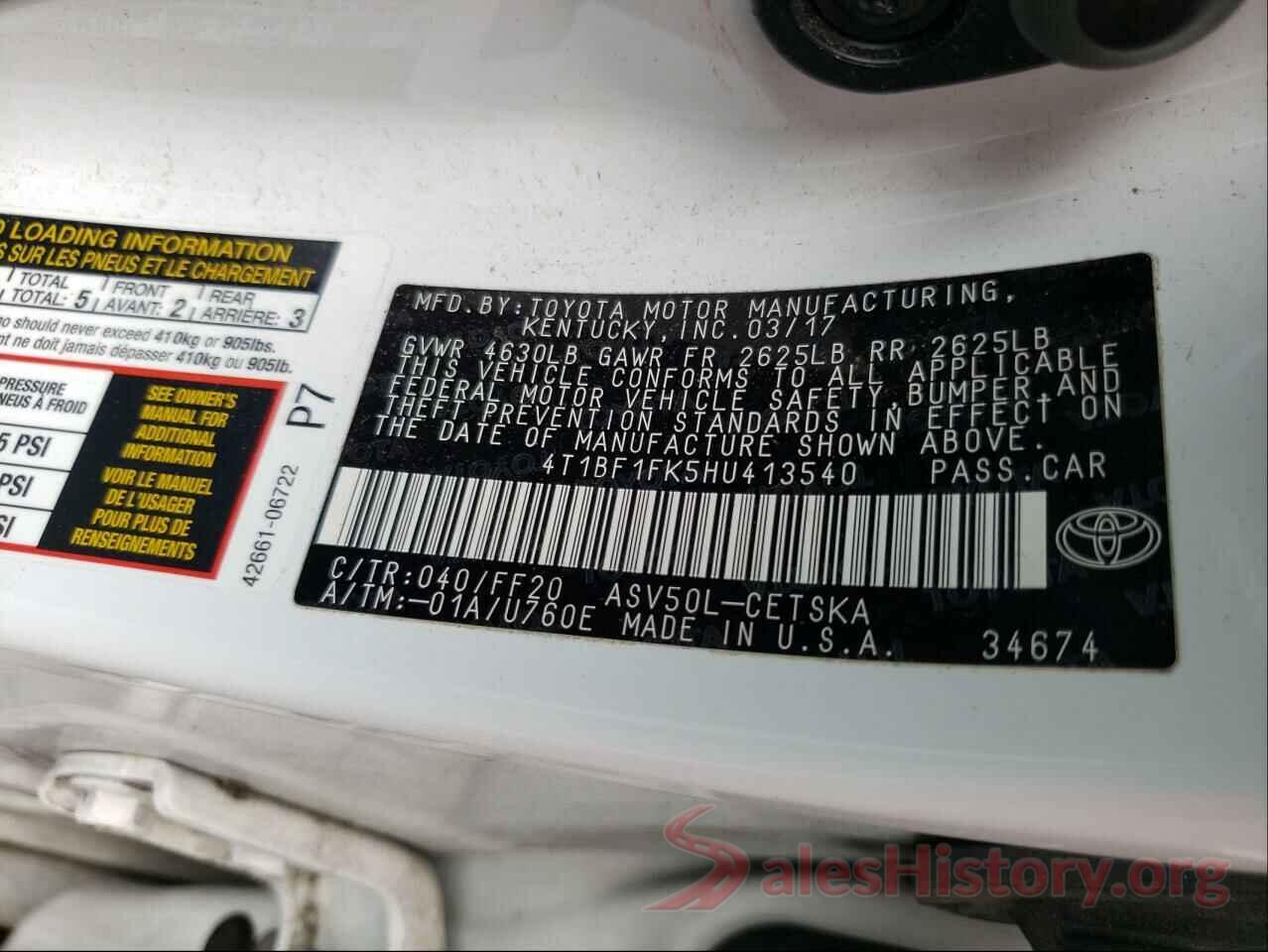 4T1BF1FK5HU413540 2017 TOYOTA CAMRY