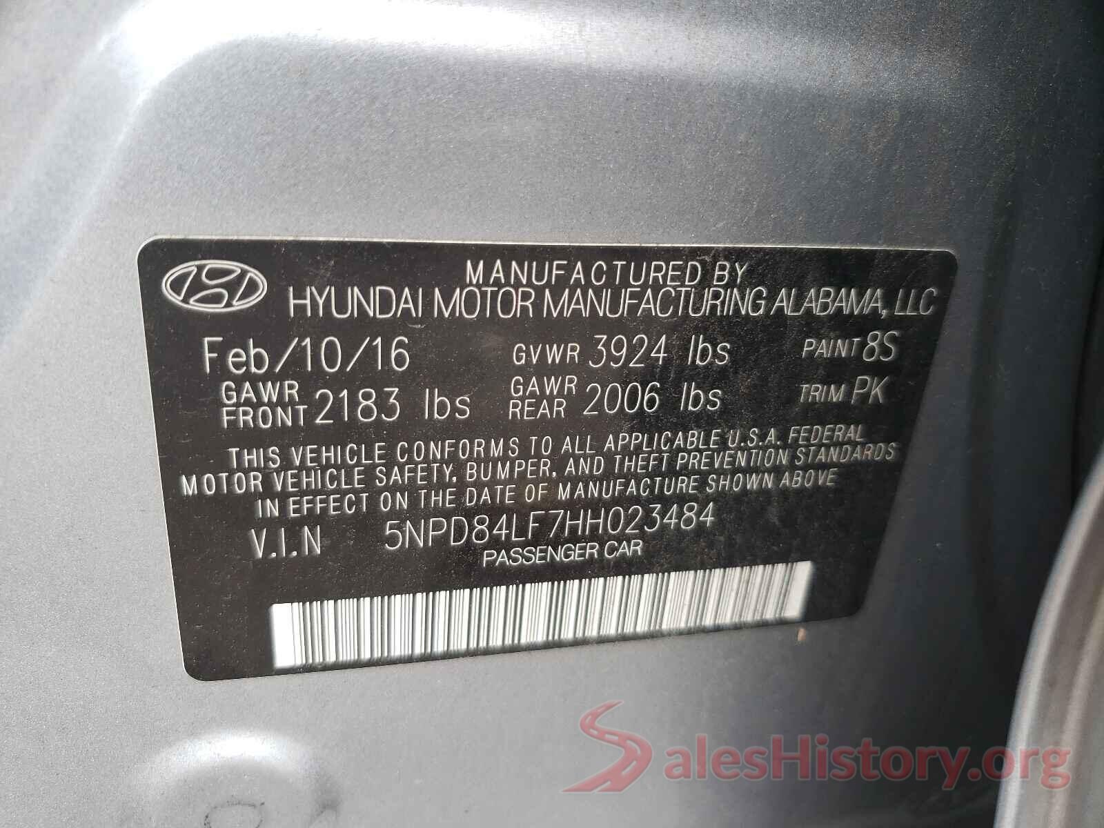 5NPD84LF7HH023484 2017 HYUNDAI ELANTRA