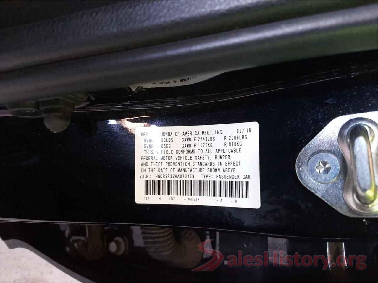 1HGCR2F32HA070459 2017 HONDA ACCORD