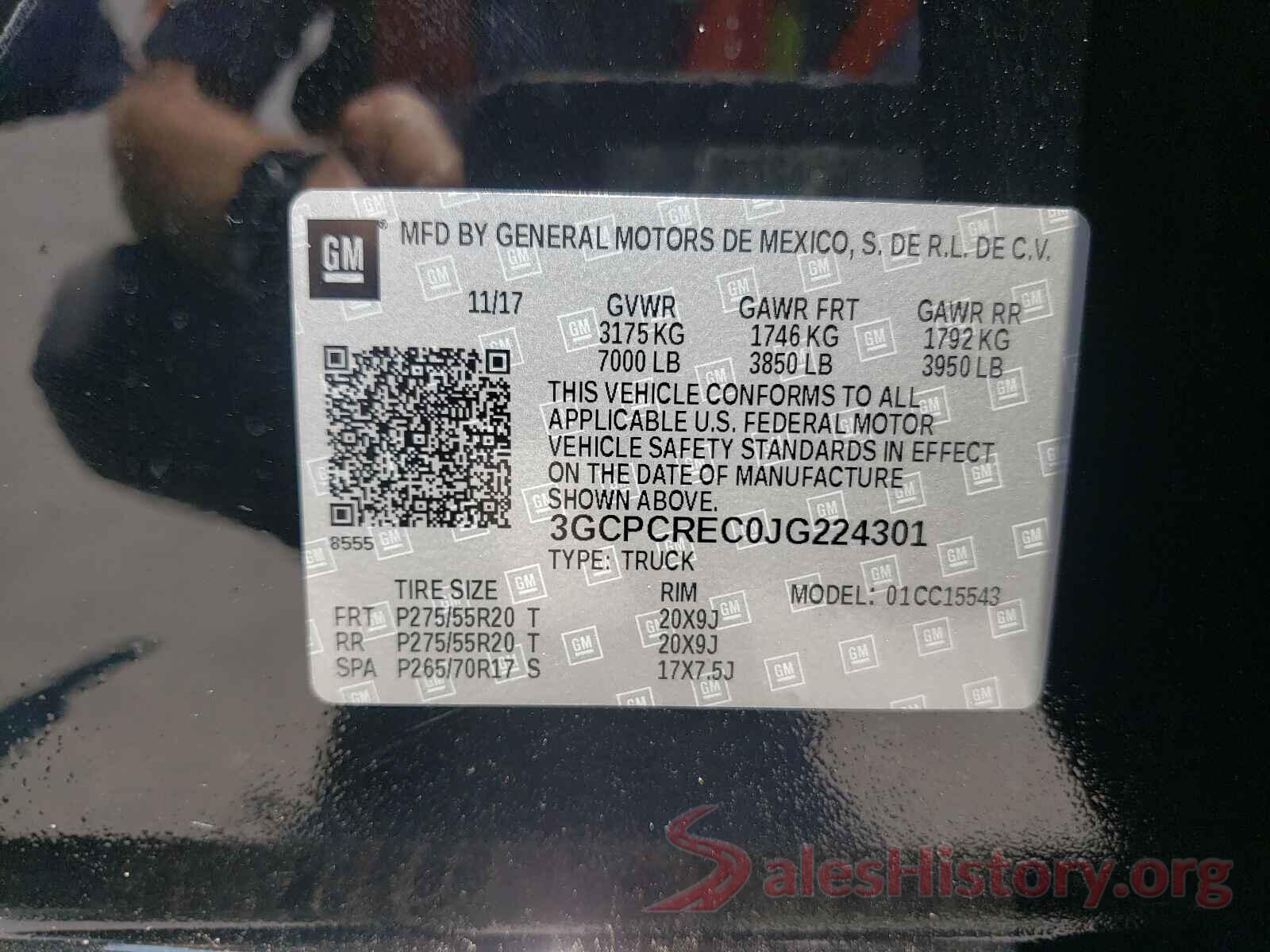 3GCPCREC0JG224301 2018 CHEVROLET SILVERADO