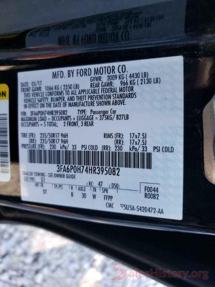 3FA6P0H74HR395082 2017 FORD FUSION