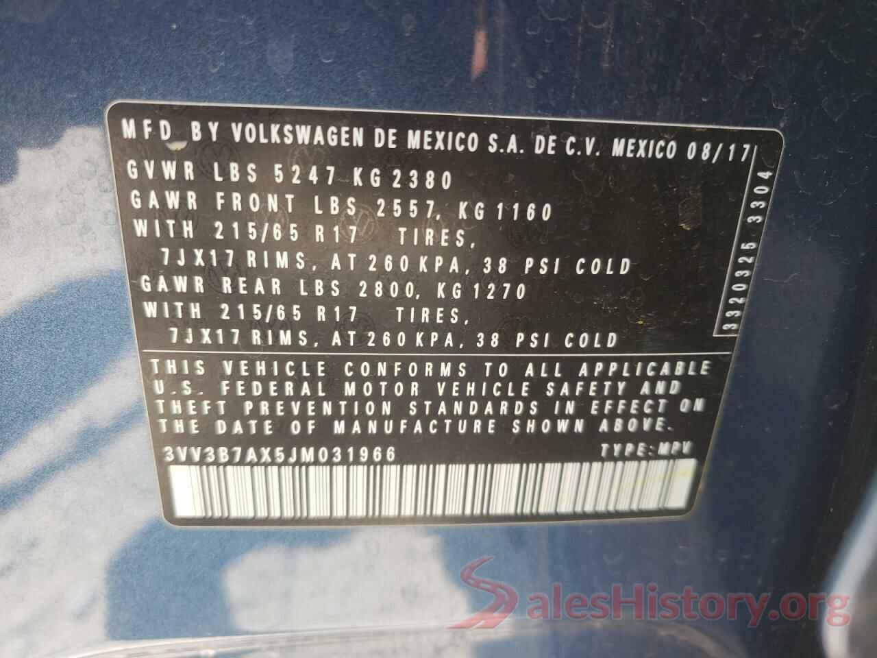 3VV3B7AX5JM031966 2018 VOLKSWAGEN TIGUAN