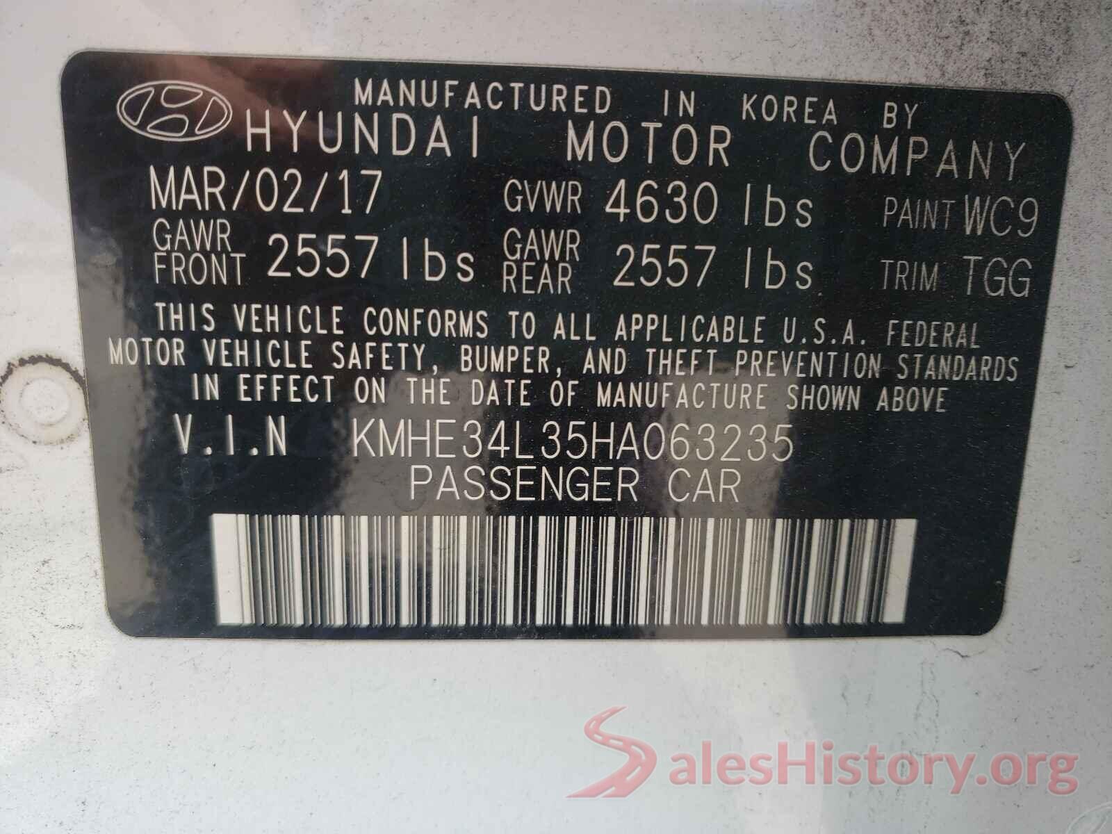 KMHE34L35HA063235 2017 HYUNDAI SONATA