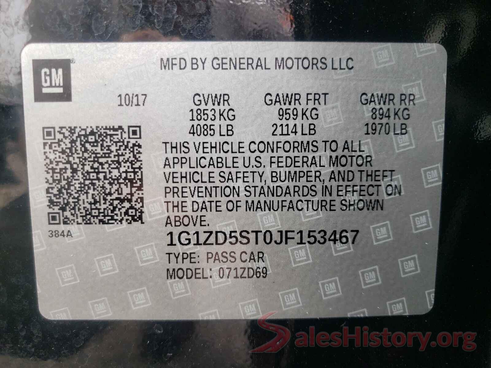 1G1ZD5ST0JF153467 2018 CHEVROLET MALIBU