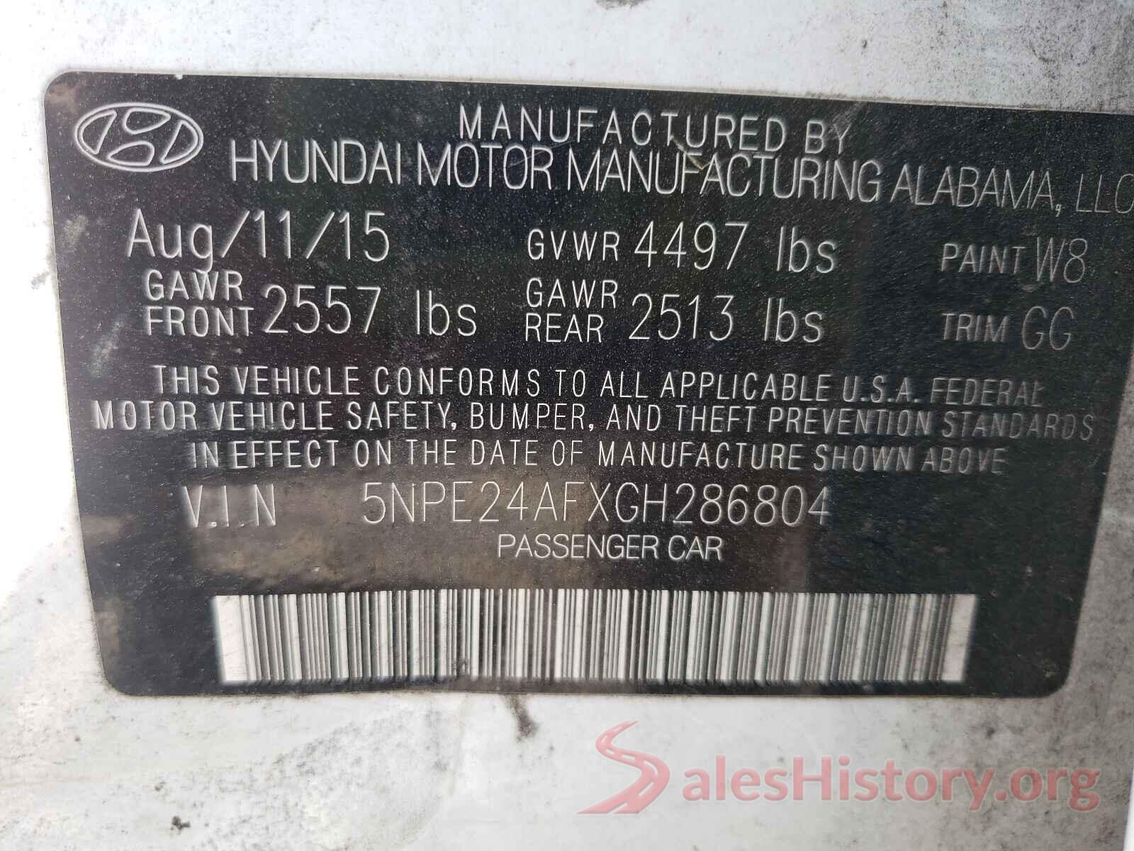 5NPE24AFXGH286804 2016 HYUNDAI SONATA