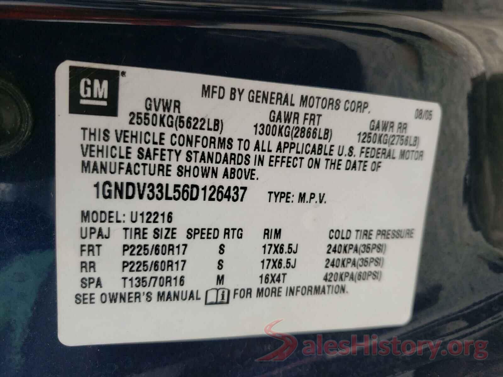 1GNDV33L56D126437 2018 CHEVROLET UPLANDER