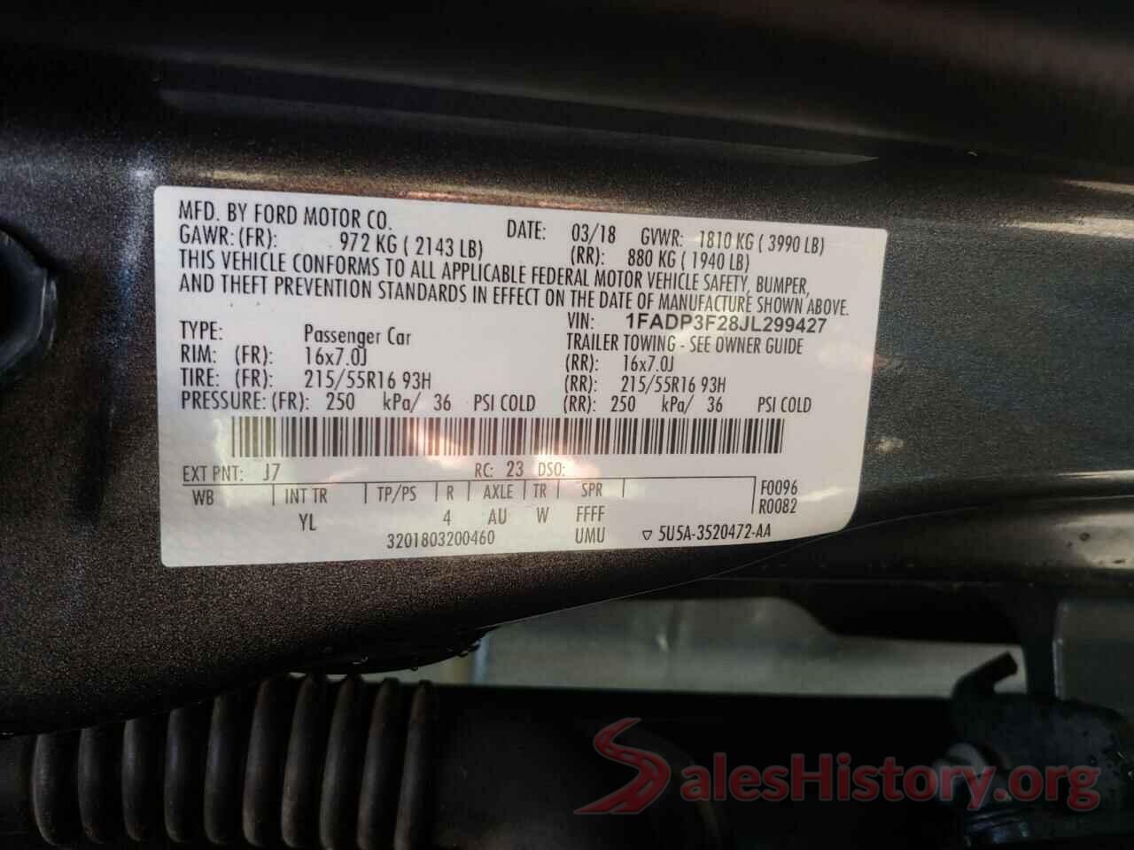 1FADP3F28JL299427 2018 FORD FOCUS