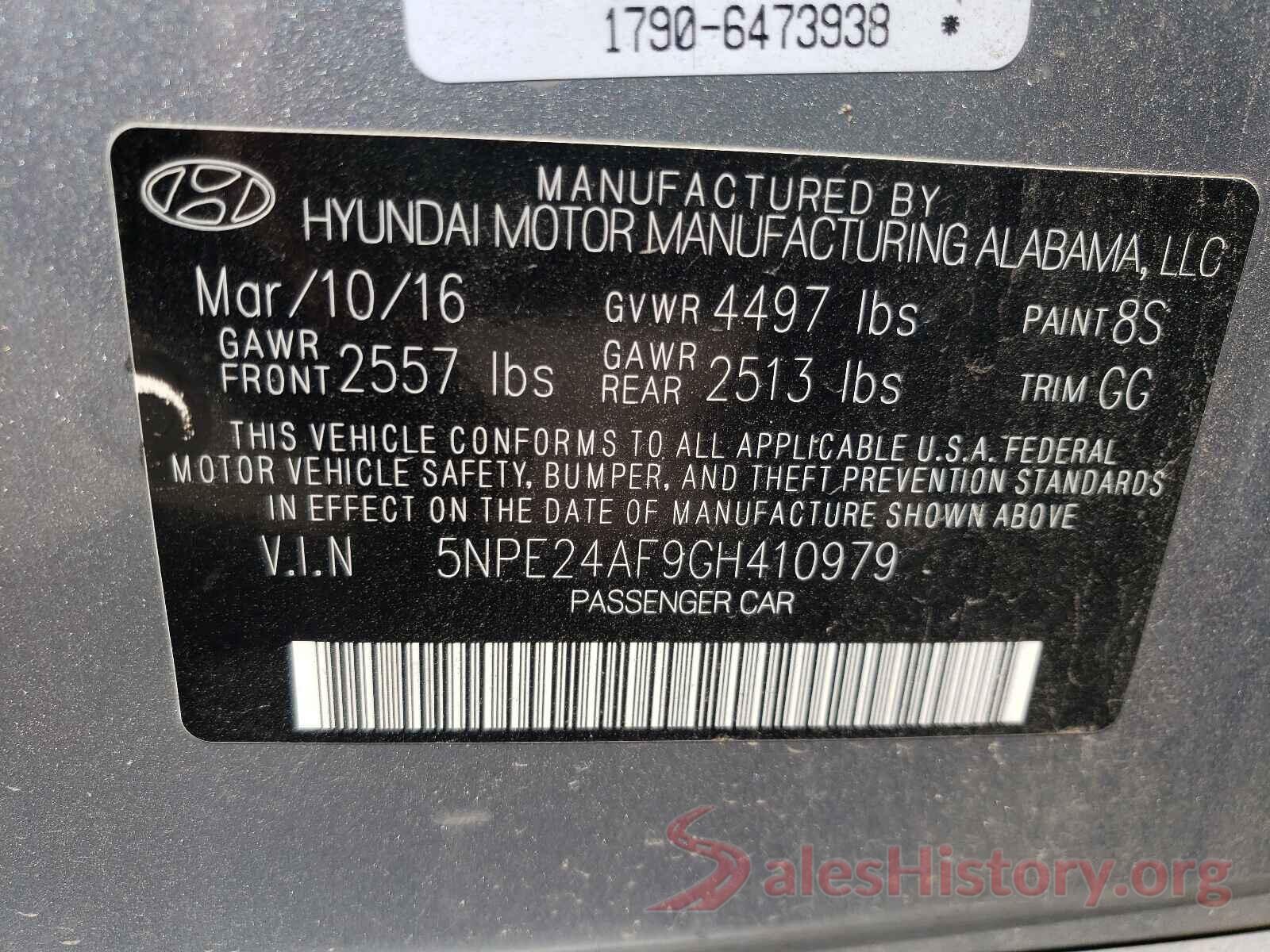 5NPE24AF9GH410979 2016 HYUNDAI SONATA