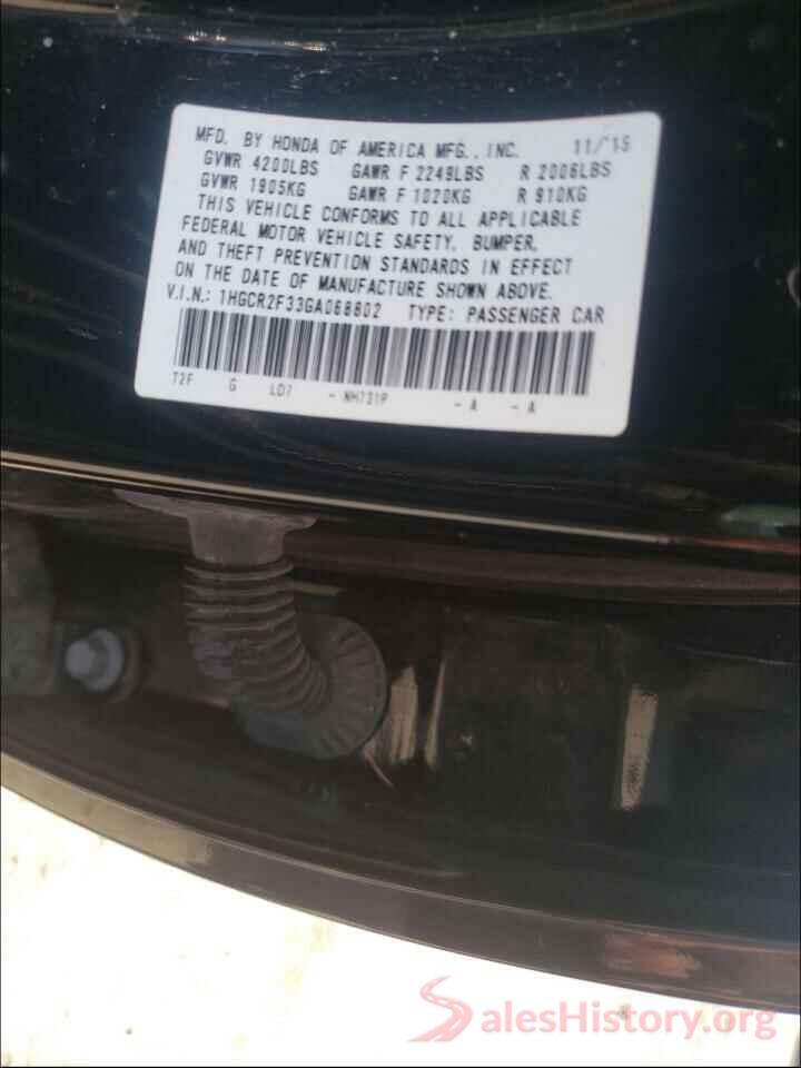 1HGCR2F33GA068802 2016 HONDA ACCORD