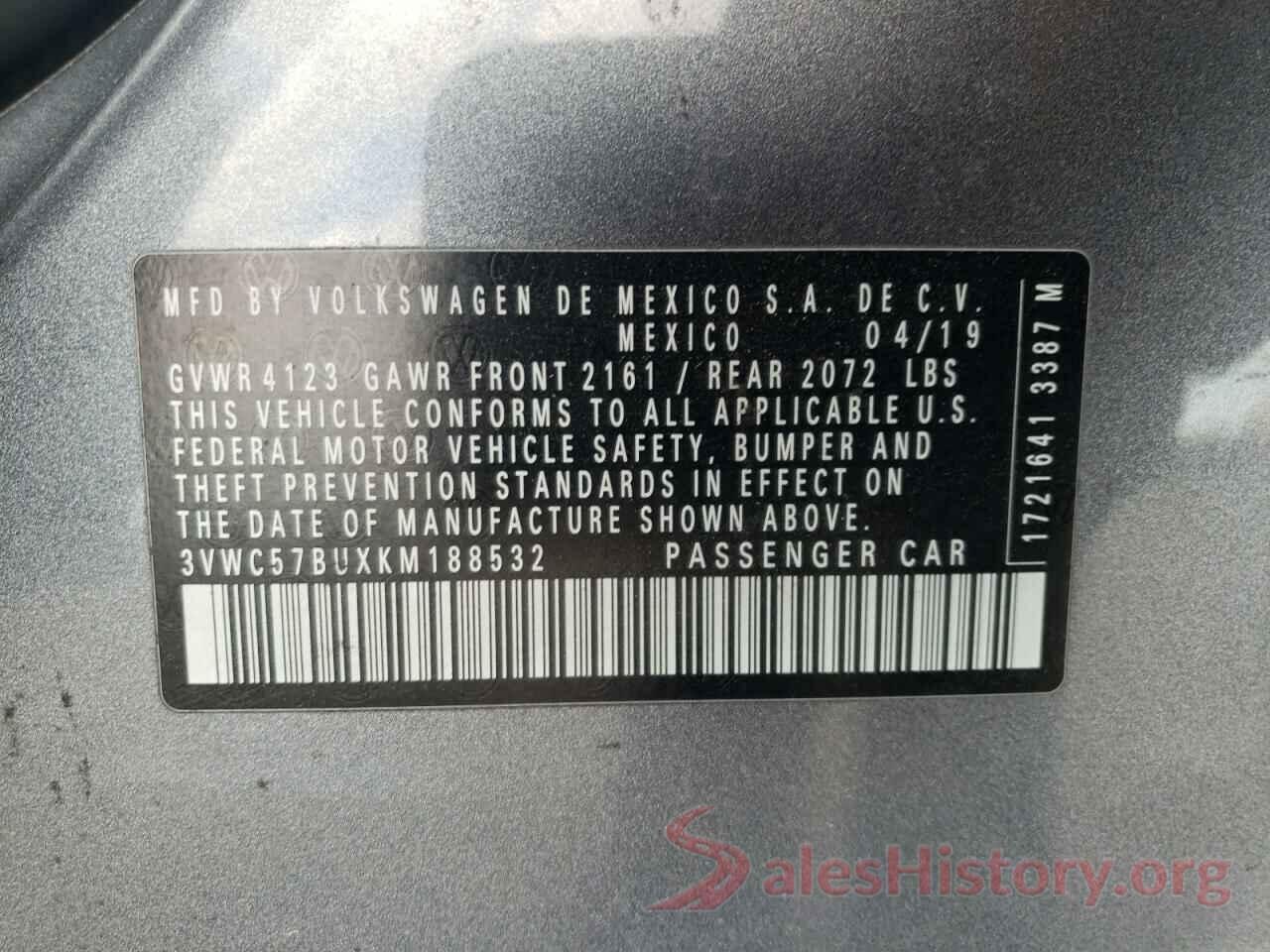 3VWC57BUXKM188532 2019 VOLKSWAGEN JETTA