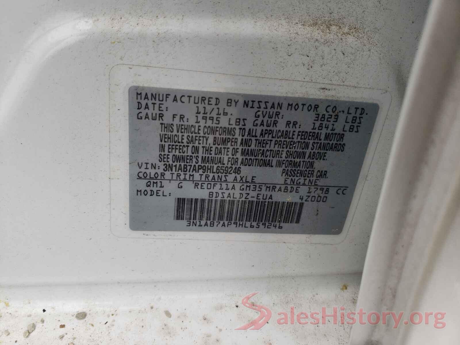 3N1AB7AP9HL659246 2017 NISSAN SENTRA