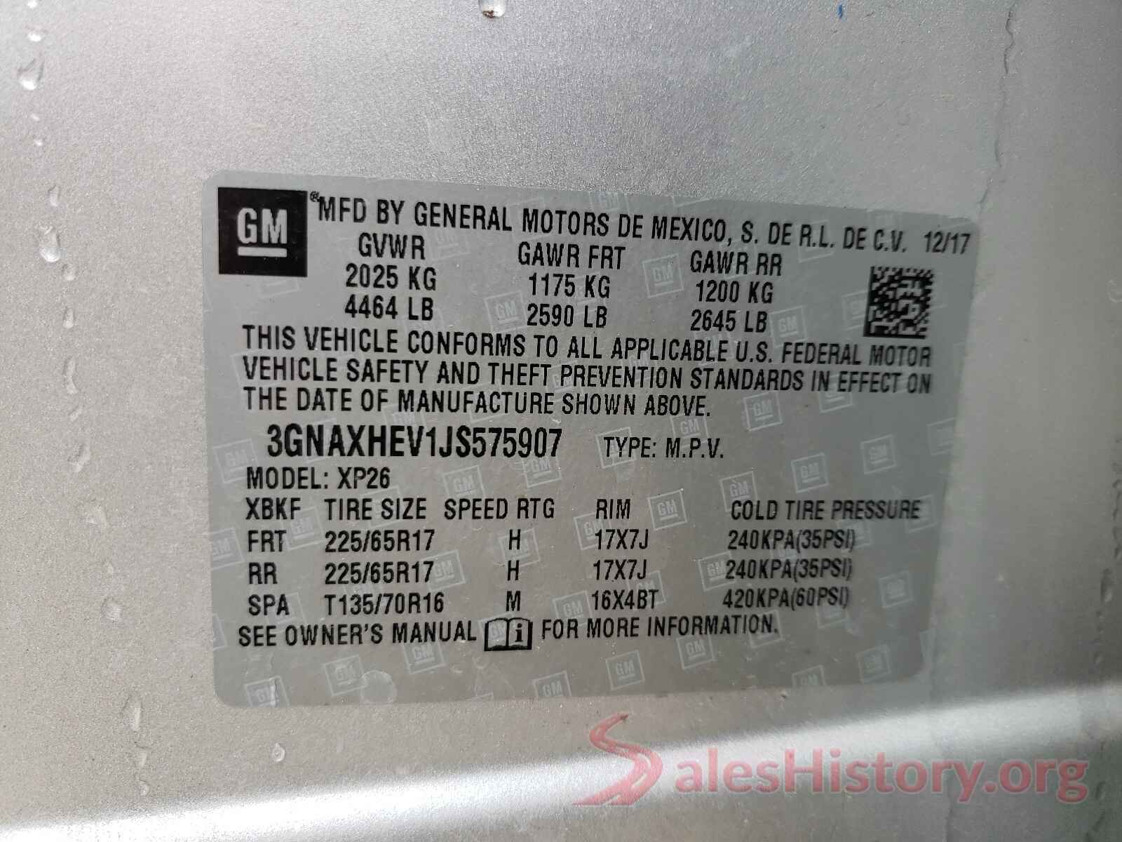 3GNAXHEV1JS575907 2018 CHEVROLET EQUINOX