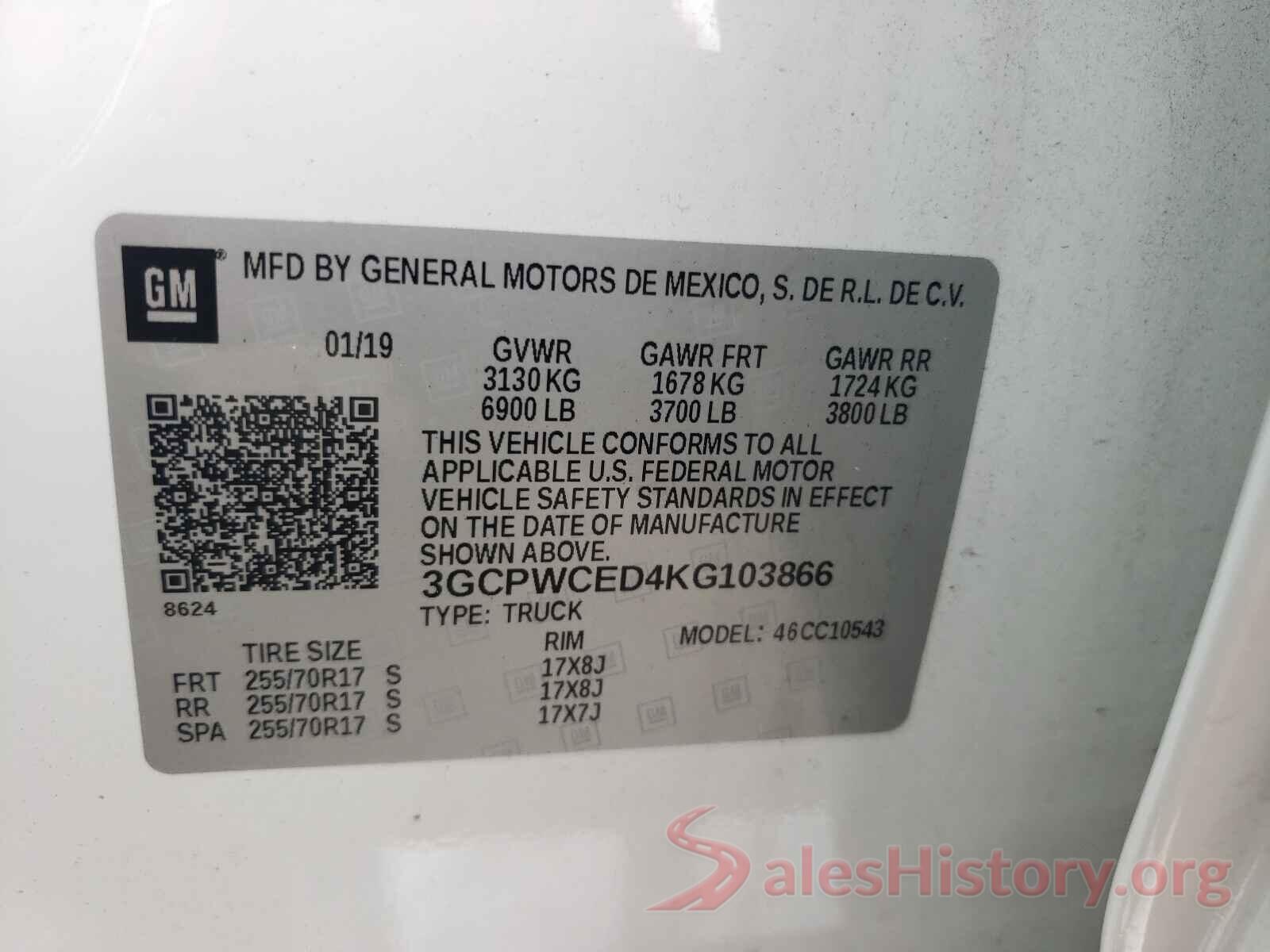 3GCPWCED4KG103866 2019 CHEVROLET SILVERADO