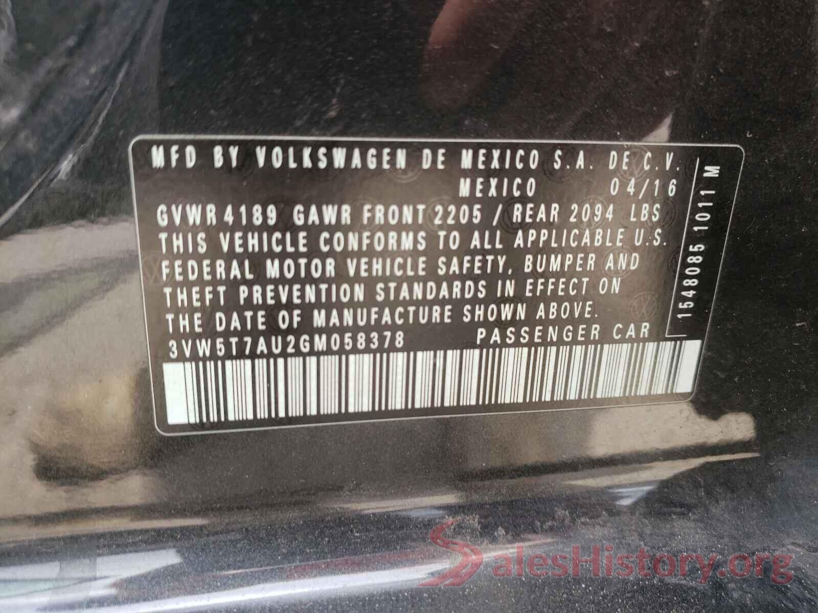 3VW5T7AU2GM058378 2016 VOLKSWAGEN GTI