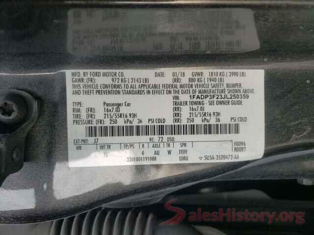 1FADP3F23JL250359 2018 FORD FOCUS