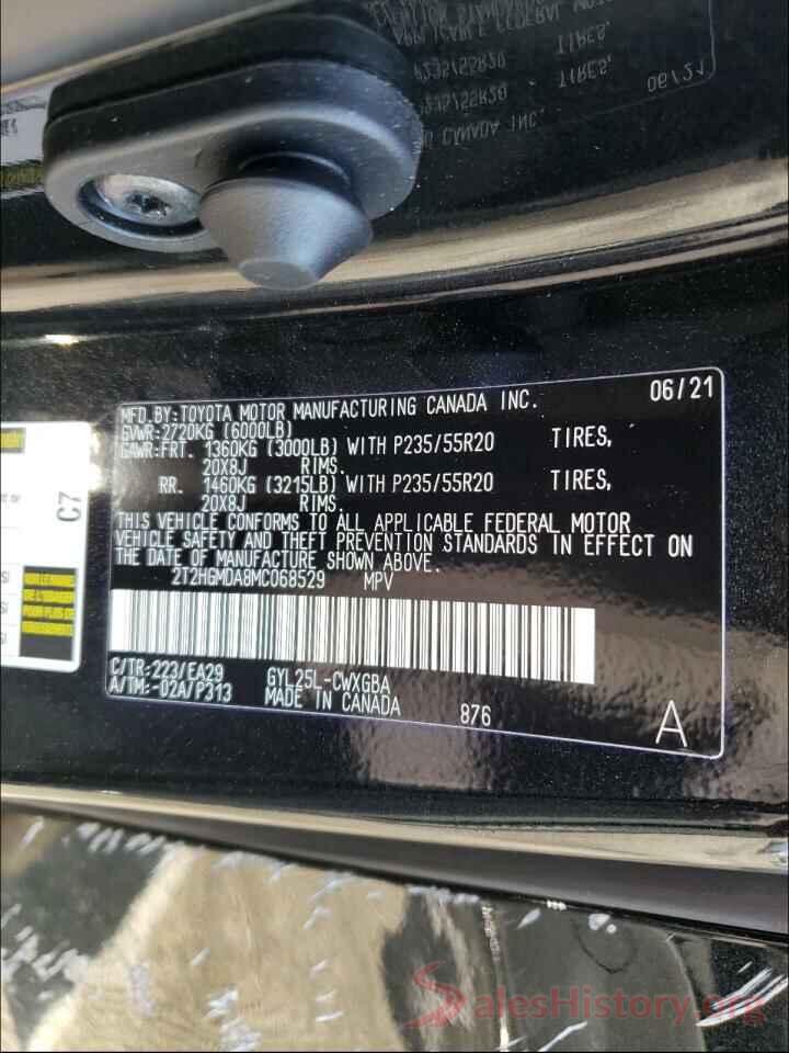 2T2HGMDA8MC068529 2021 LEXUS RX450