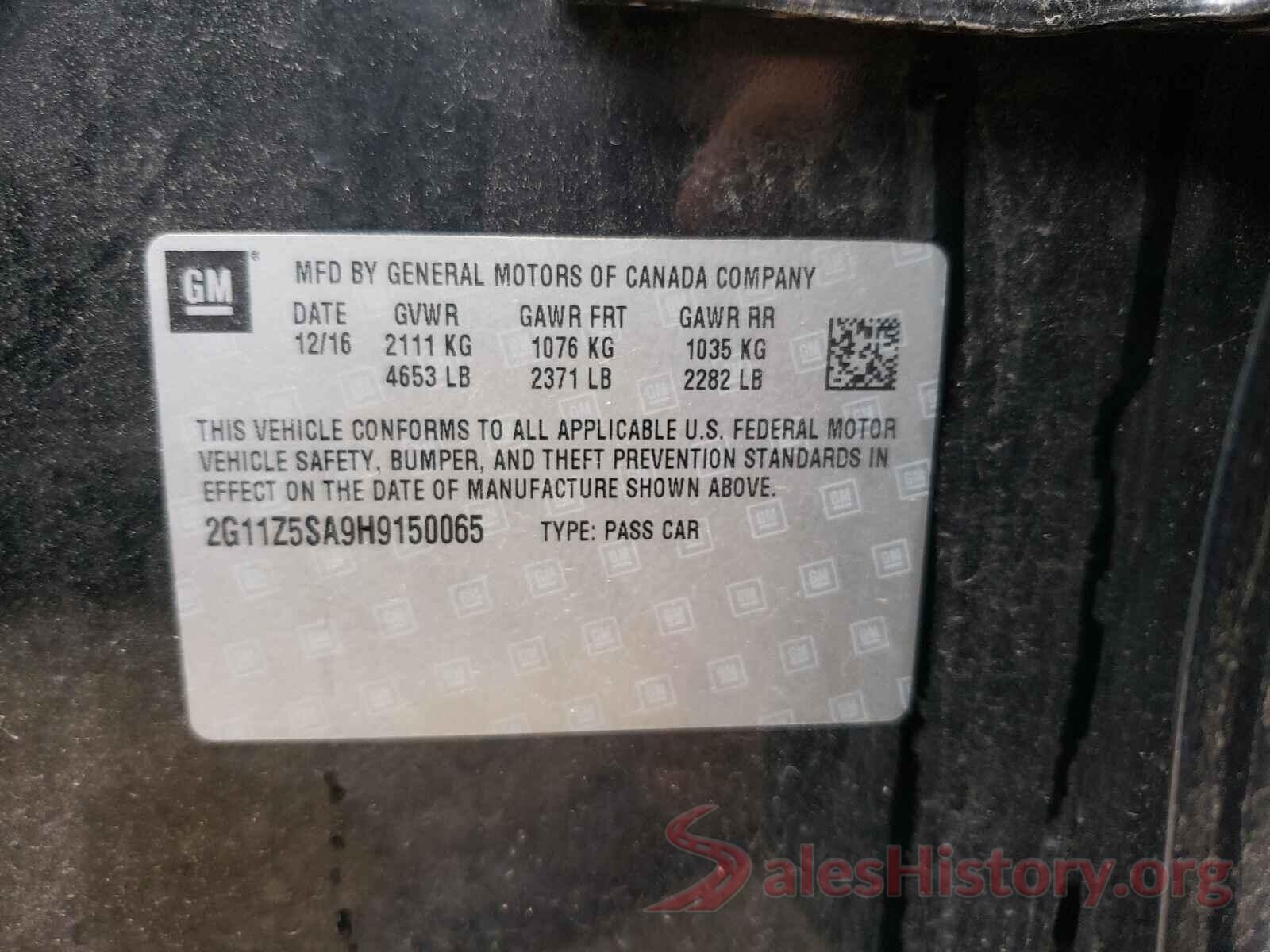 2G11Z5SA9H9150065 2017 CHEVROLET IMPALA