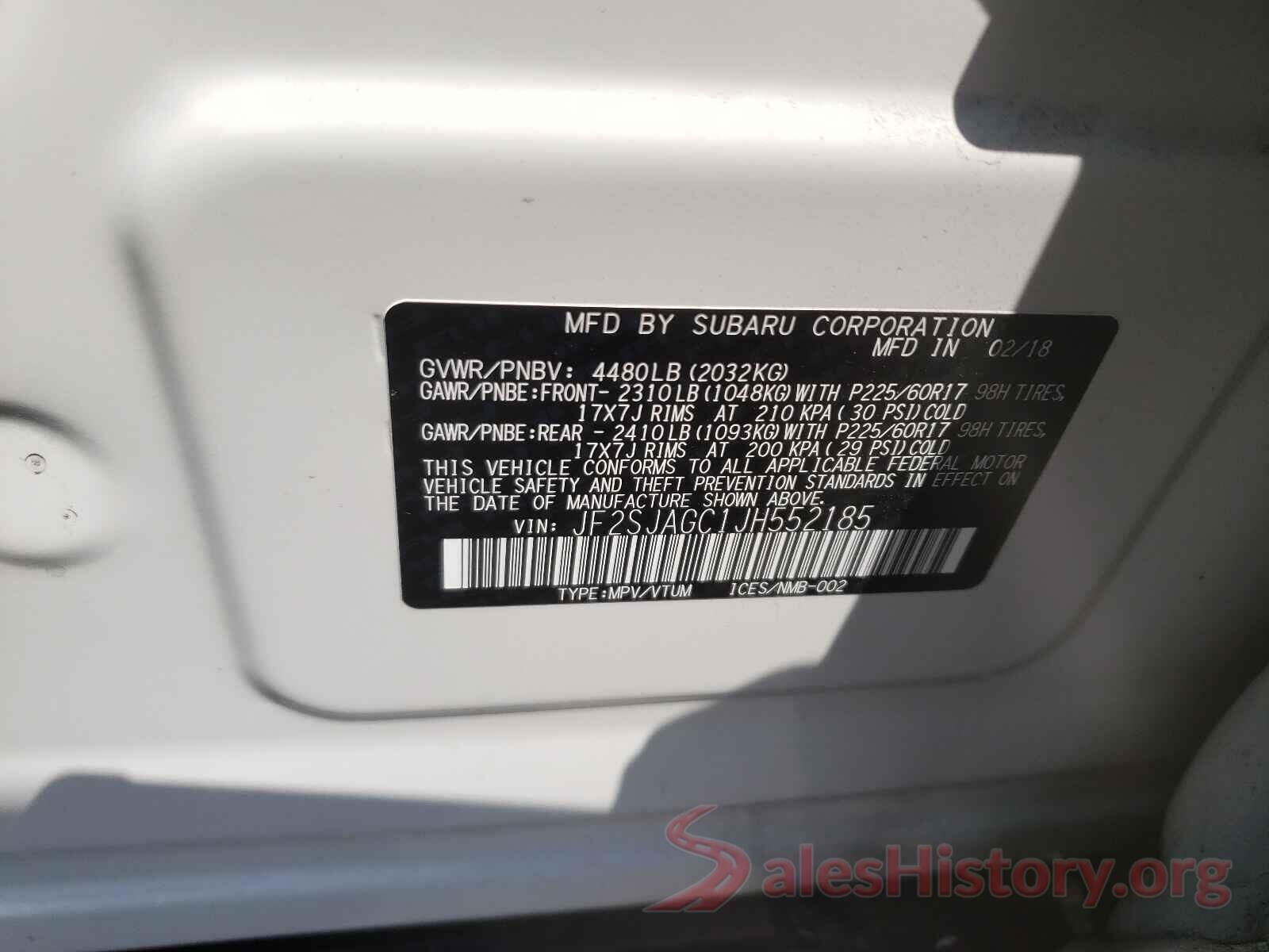 JF2SJAGC1JH552185 2018 SUBARU FORESTER