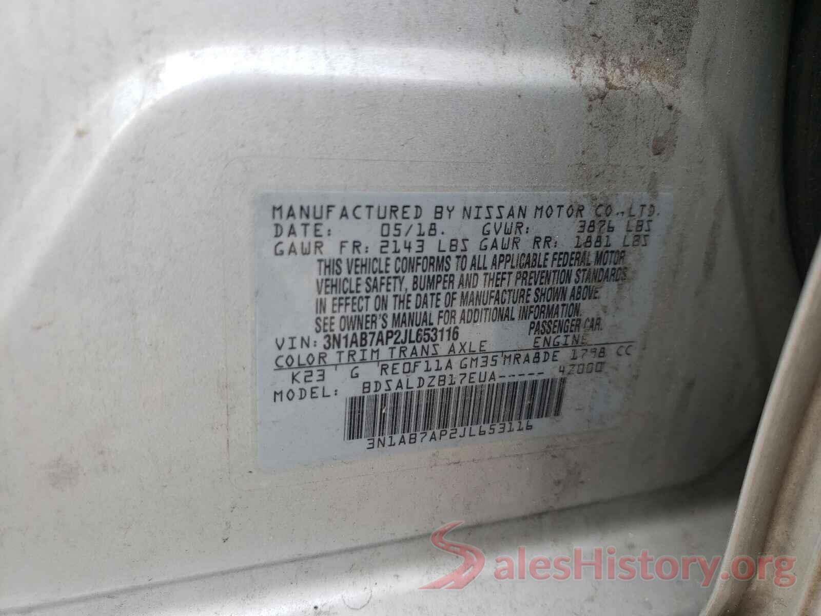 3N1AB7AP2JL653116 2018 NISSAN SENTRA