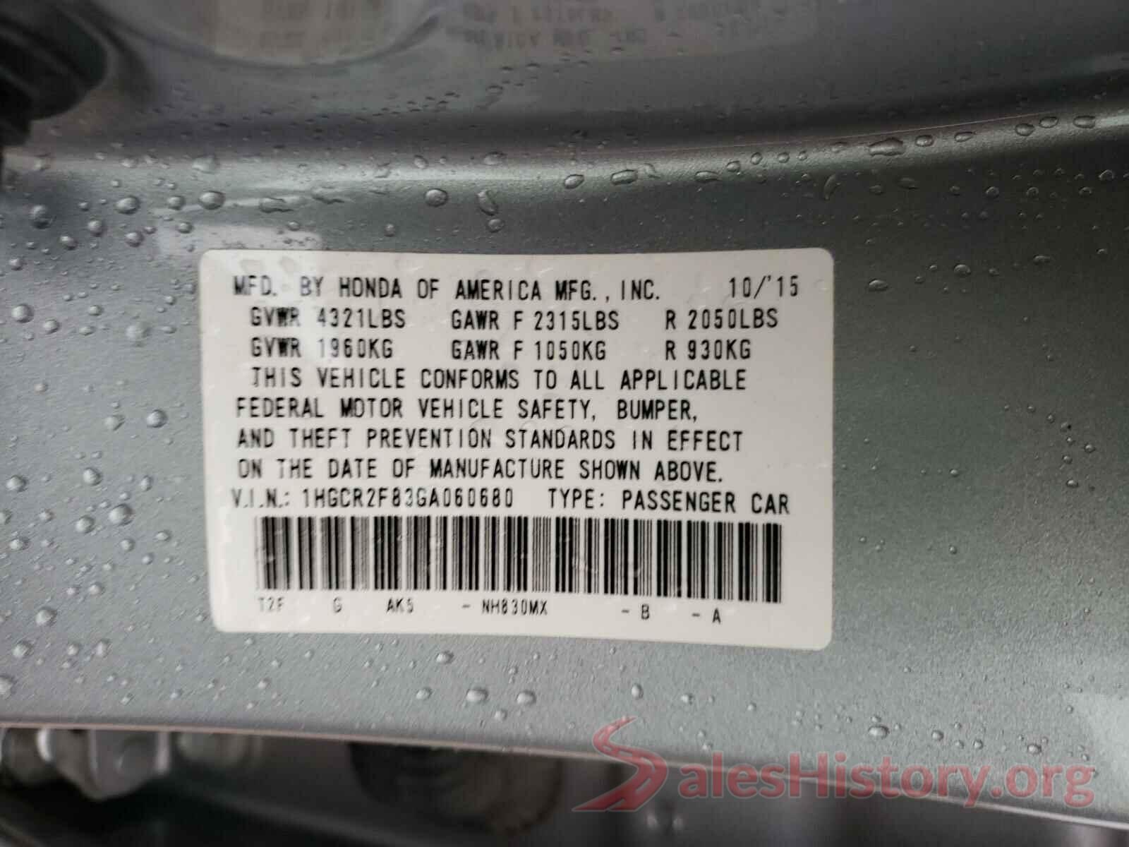 1HGCR2F83GA060680 2016 HONDA ACCORD