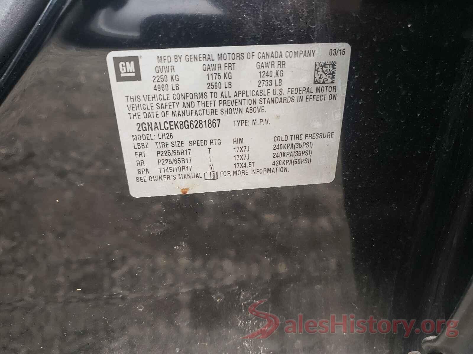 2GNALCEK8G6281867 2016 CHEVROLET EQUINOX