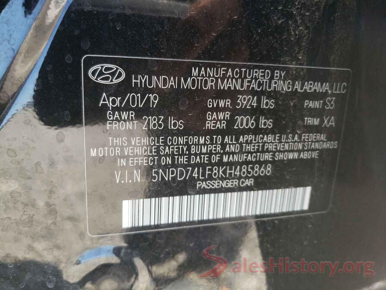 5NPD74LF8KH485868 2019 HYUNDAI ELANTRA