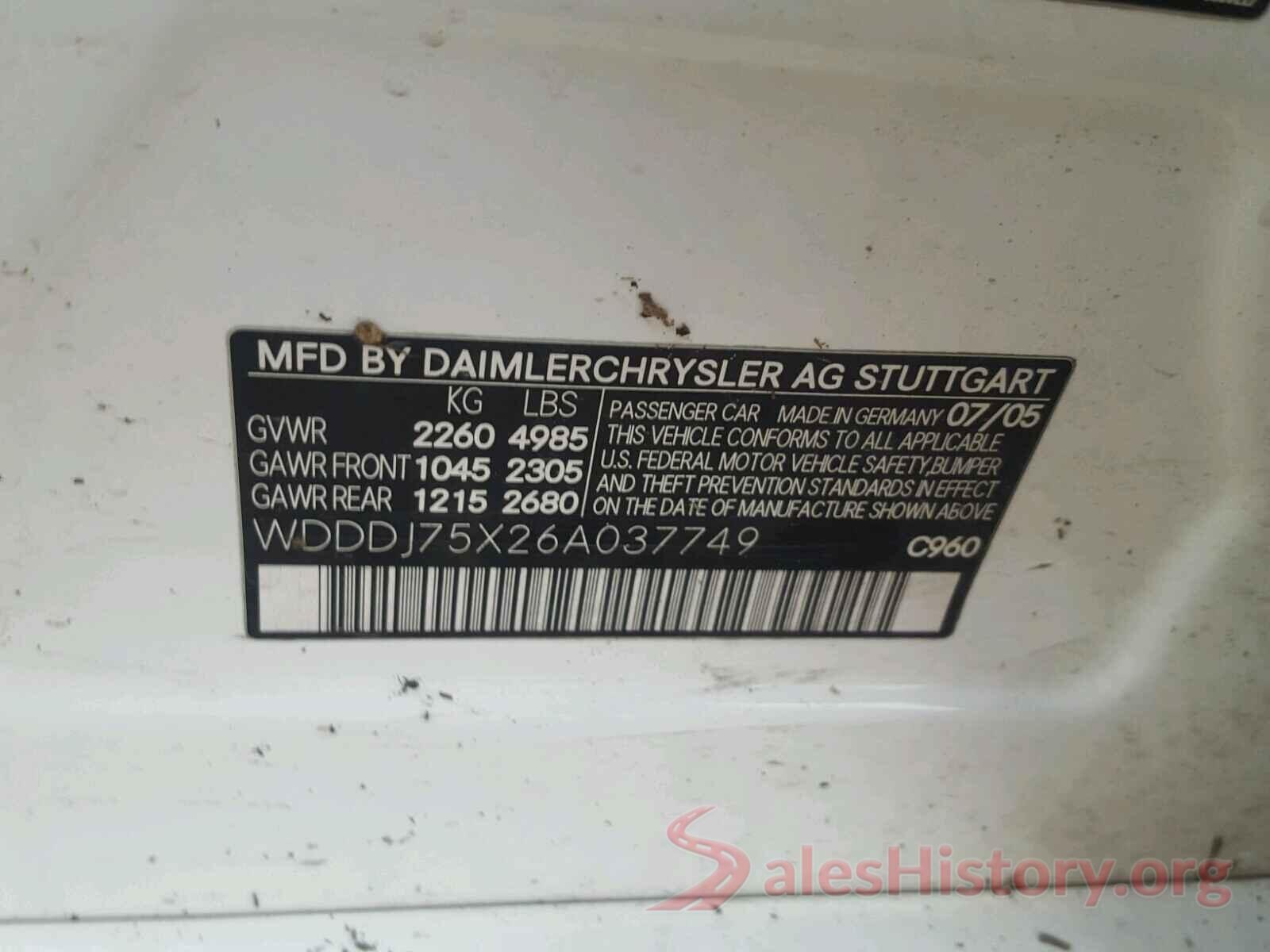 WDDDJ75X26A037749 2006 MERCEDES-BENZ C CLASS