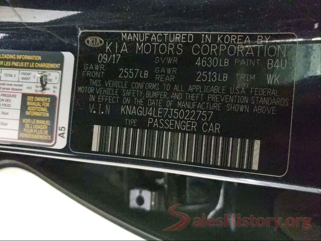 KNAGU4LE7J5022757 2018 KIA OPTIMA