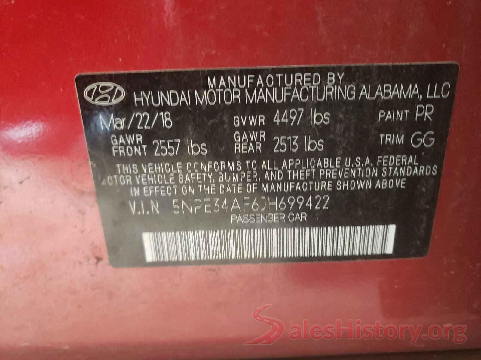 5NPE34AF6JH699422 2018 HYUNDAI SONATA